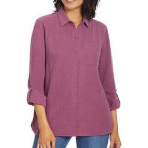 Croft And Barrow Womans Purple Sz S Button Down
